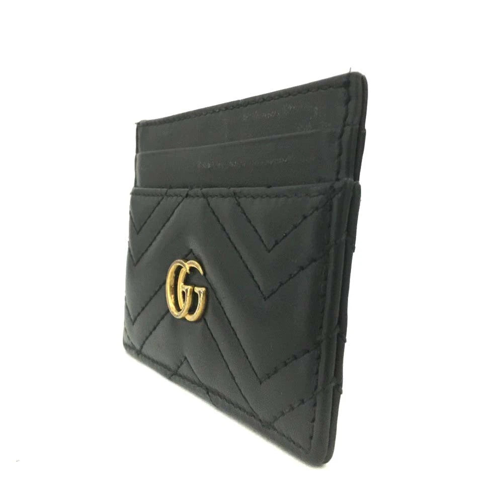 GUCCI GG Marmont Leather Card Case Black