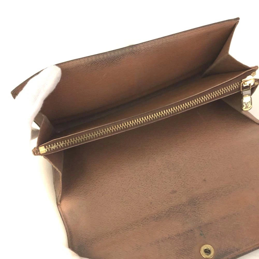 $720 Louis Vuitton Monogram Portefeiulle Sarah Long Bifold Wallet Brown CA0936