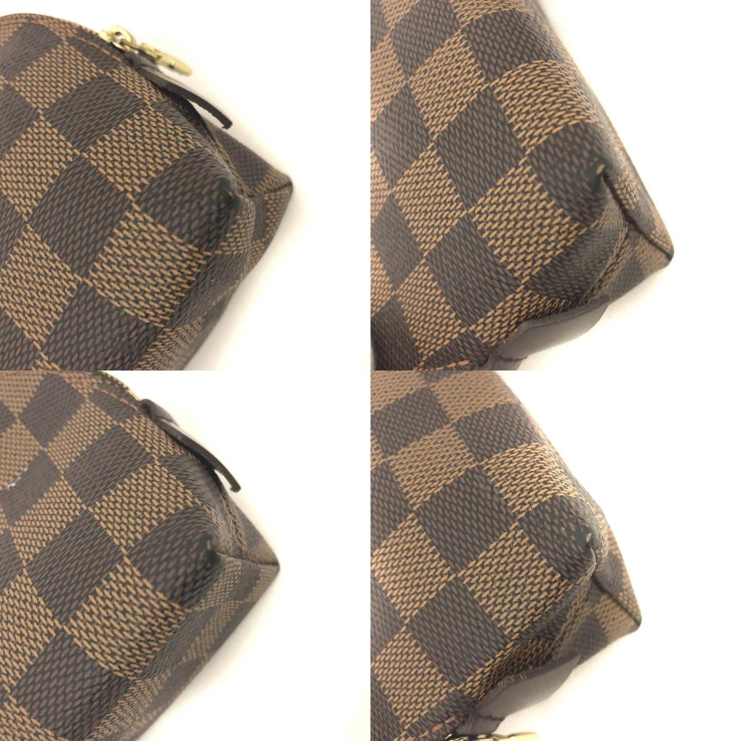 $600 Louis Vuitton Damier Ebene Pochette Demi Ronde Cosmetics Pouch CA0096
