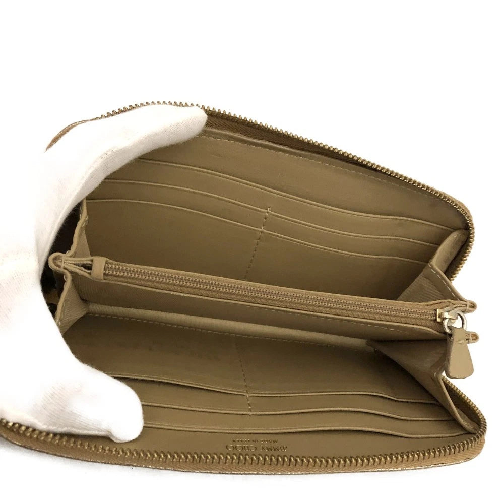 Jimmy Choo Filipa Star Studded Leather Zip Around Long Wallet Gold