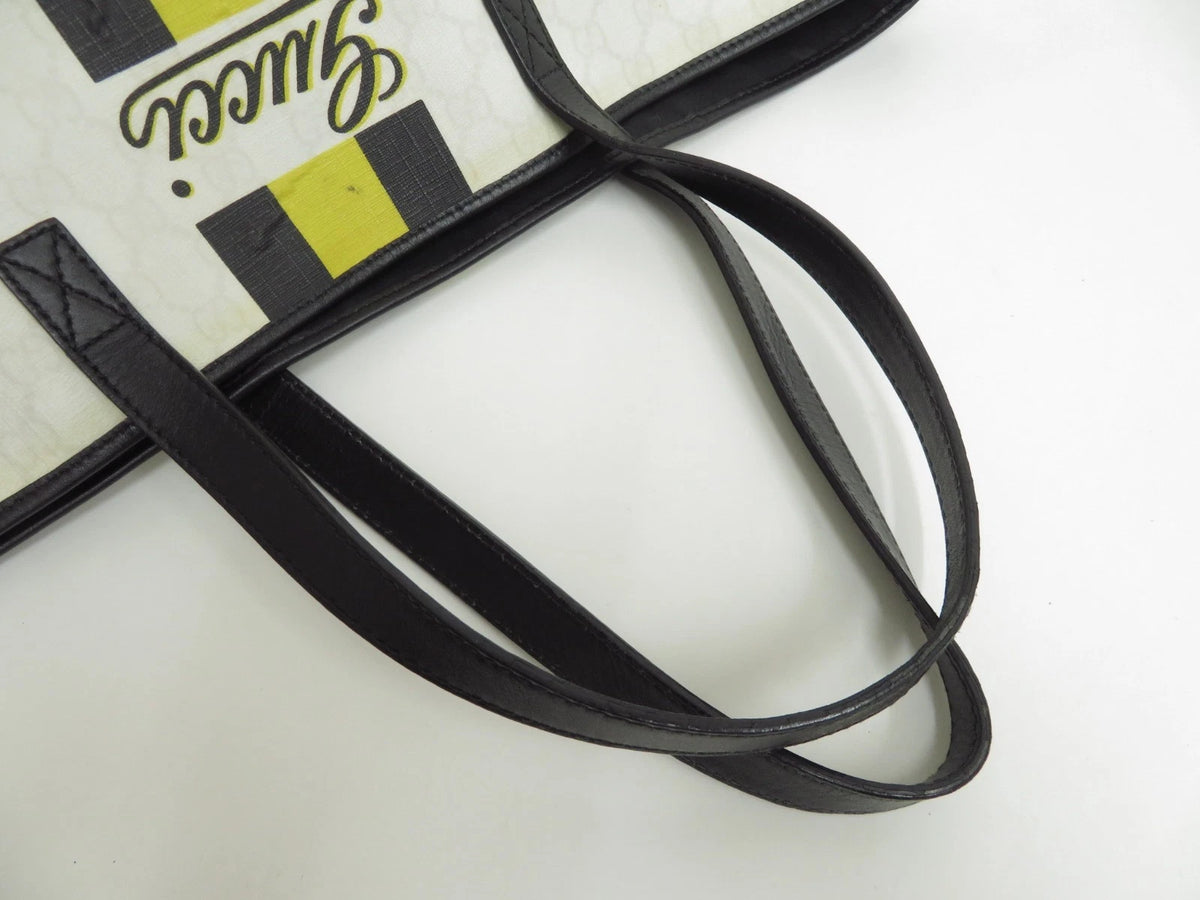 $1190 Gucci Supreme Web Tote with Vintage Gucci Logo - Oatmeal and Neon