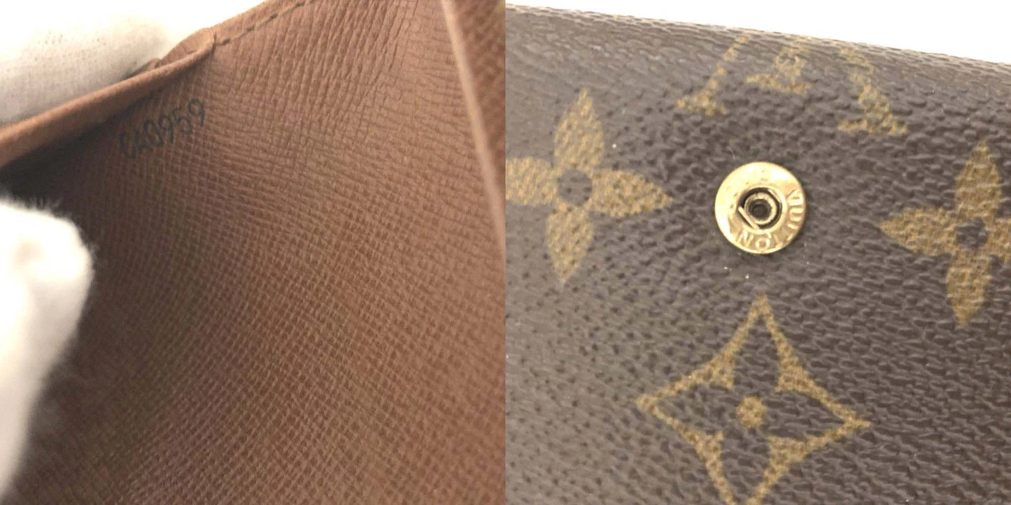$560 Louis Vuitton Monogram Porte Monnaie Billets Tresor Bifold Wallet CA0959
