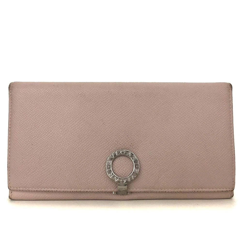 $882 BVLGARI BVLGARIBVLGARI Leather Bifold Long Wallet Pink
