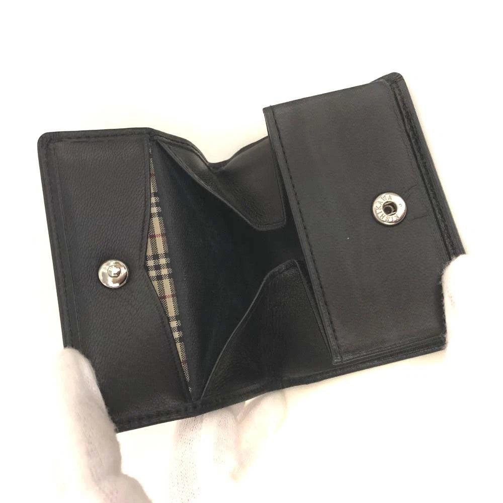$355 BURBERRY Logo Leather Coin Purse Wallet Black