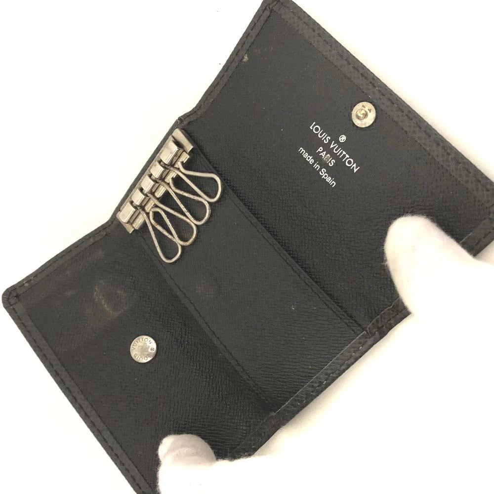 $345 Louis Vuitton Taiga Leather Multicles 4 Ring Key Case Ardoise CA1025