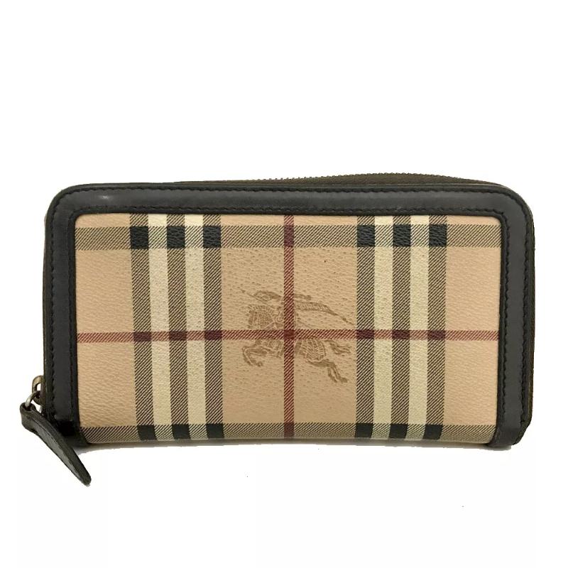 Burberry  Haymarket Check Large Ziggy Zip Around Wallet Chocolate