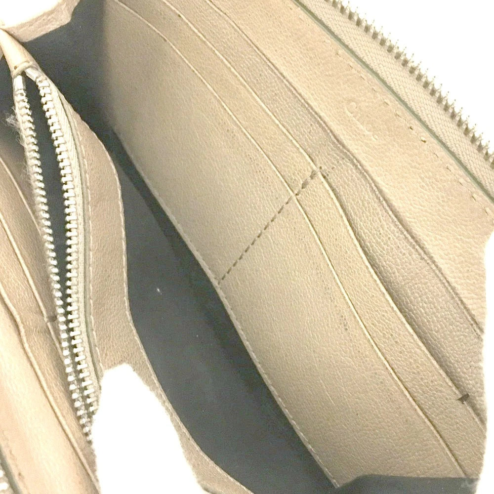 Chloe Kerala Horse Charm Leather Zip Around Long Wallet Purse Beige