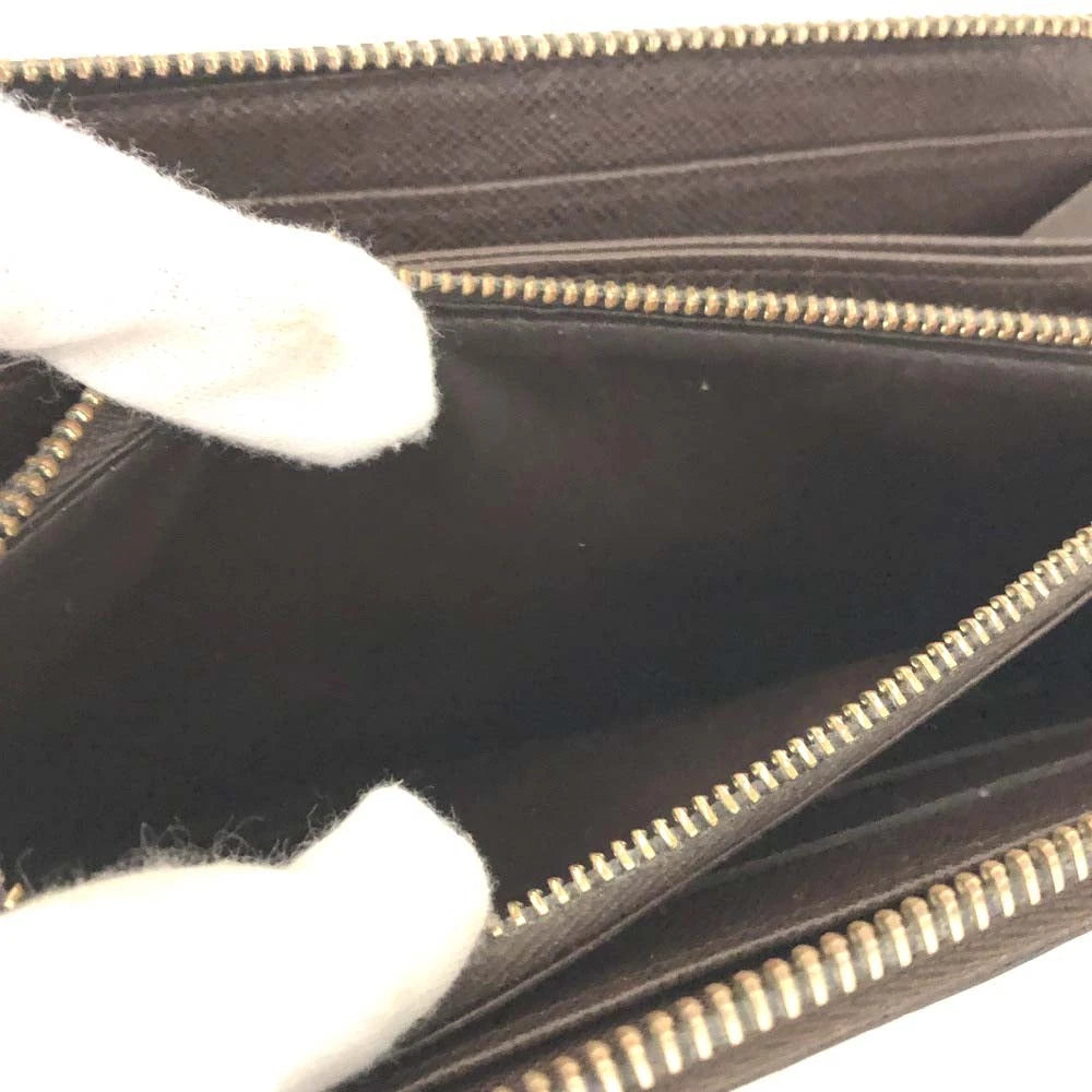 $915 2010  Louis Vuitton Damier Zippy Zip Around Long Wallet Purse Brown CA3120