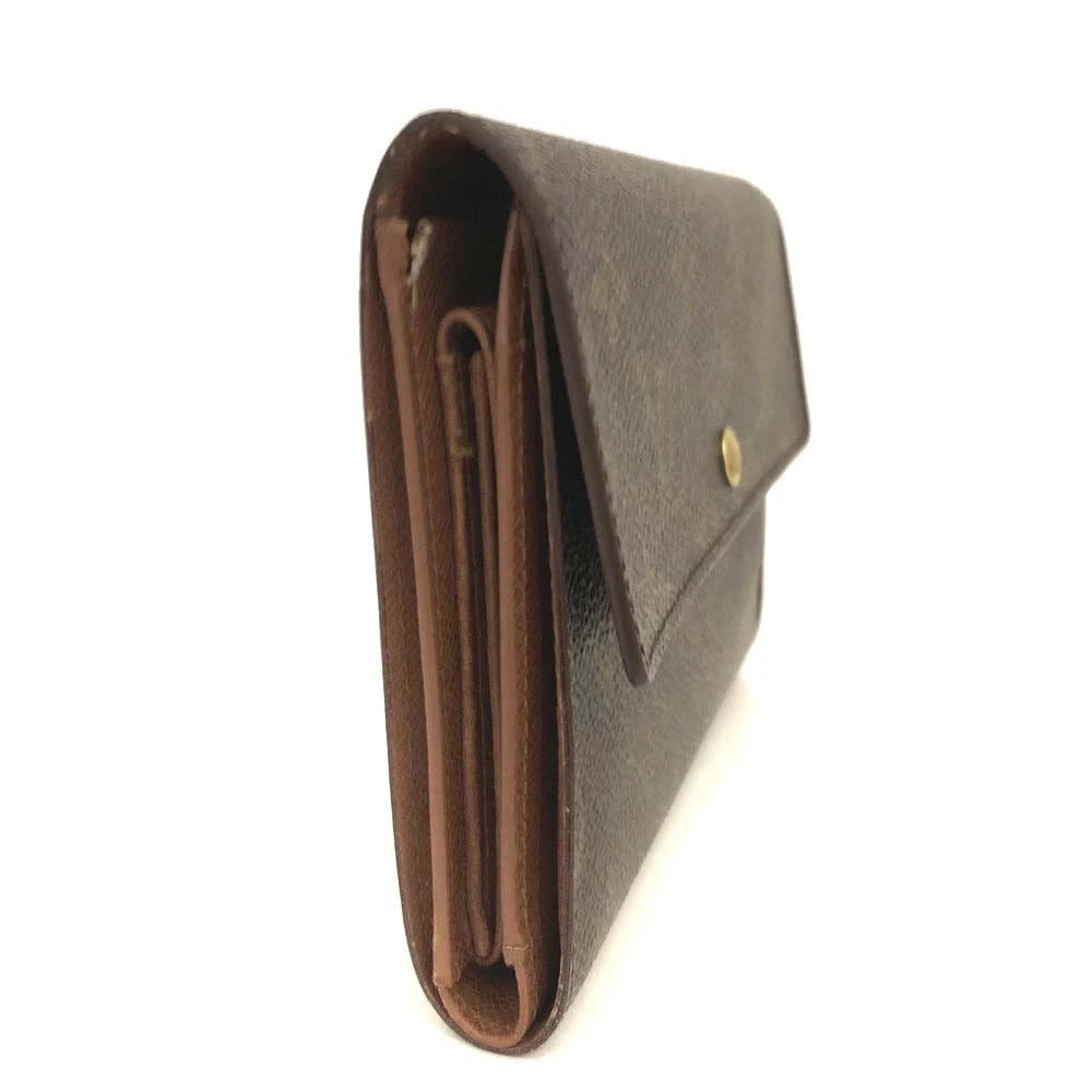 Louis Vuitton Monogram Porte Tresor Etui Papiers Trifold Wallet Brown MI1914