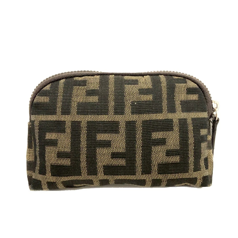 FENDI Zucca Canvas Cosmetic Pouch Bag Khaki