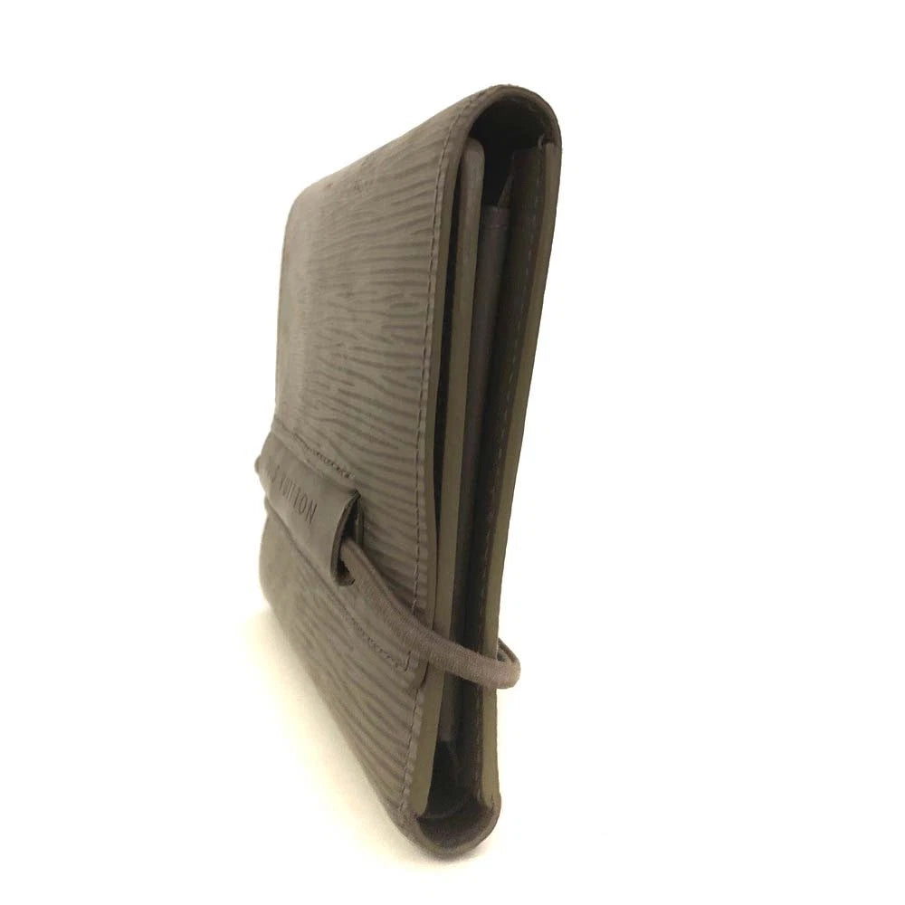 $450 2000 Louis Vuitton Epi Porte Feiulle Elastic Leather Trifold Wallet Gray MI0070