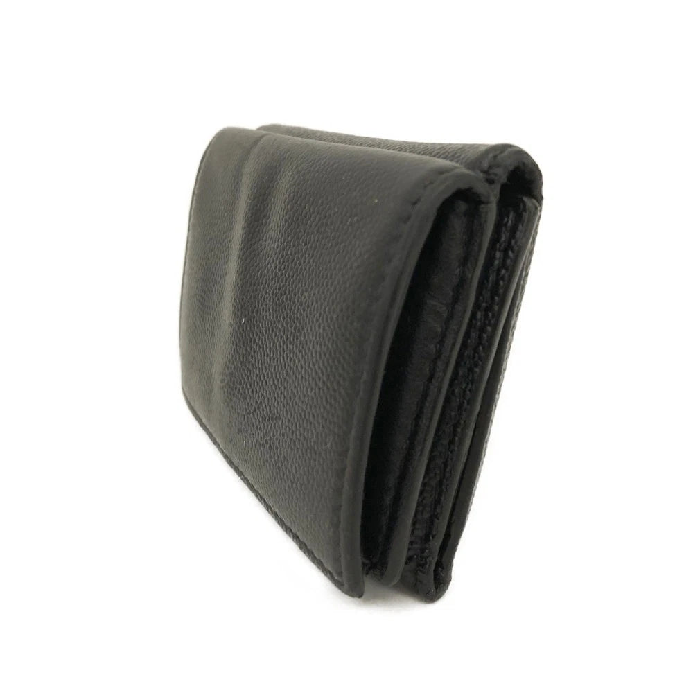 Saint Laurent Leather Trifold Wallet Black