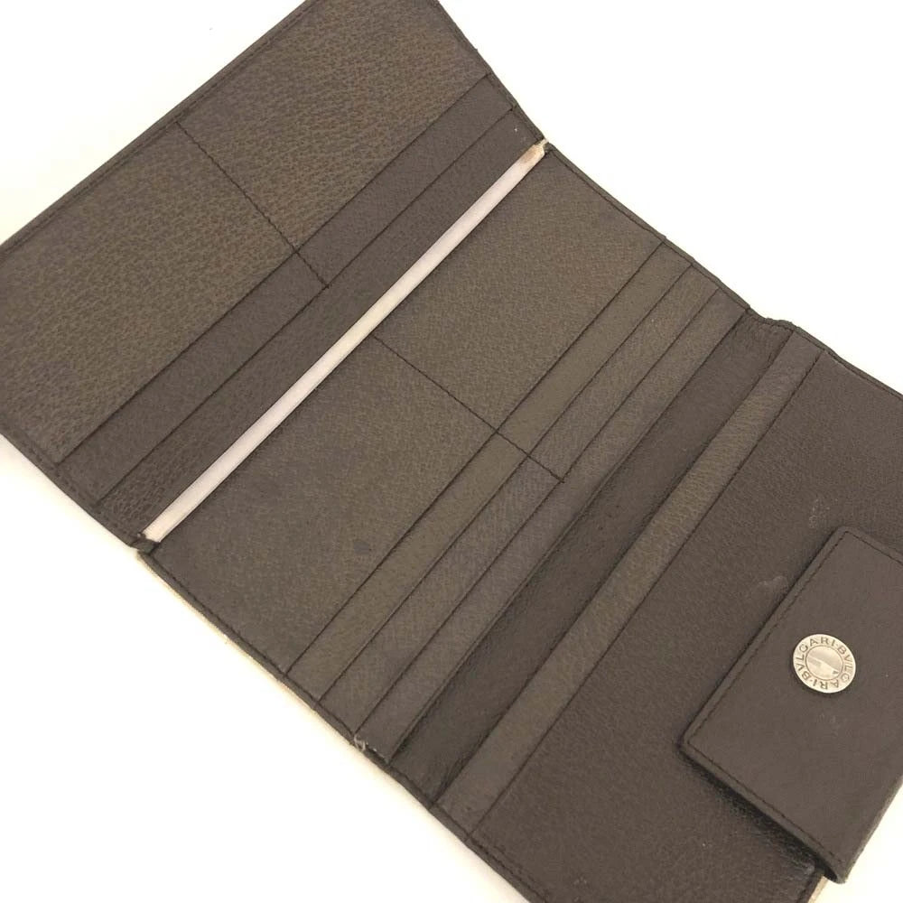 BVLGARI Classico Logo Mania Canvas Leather Bifold Long Wallet