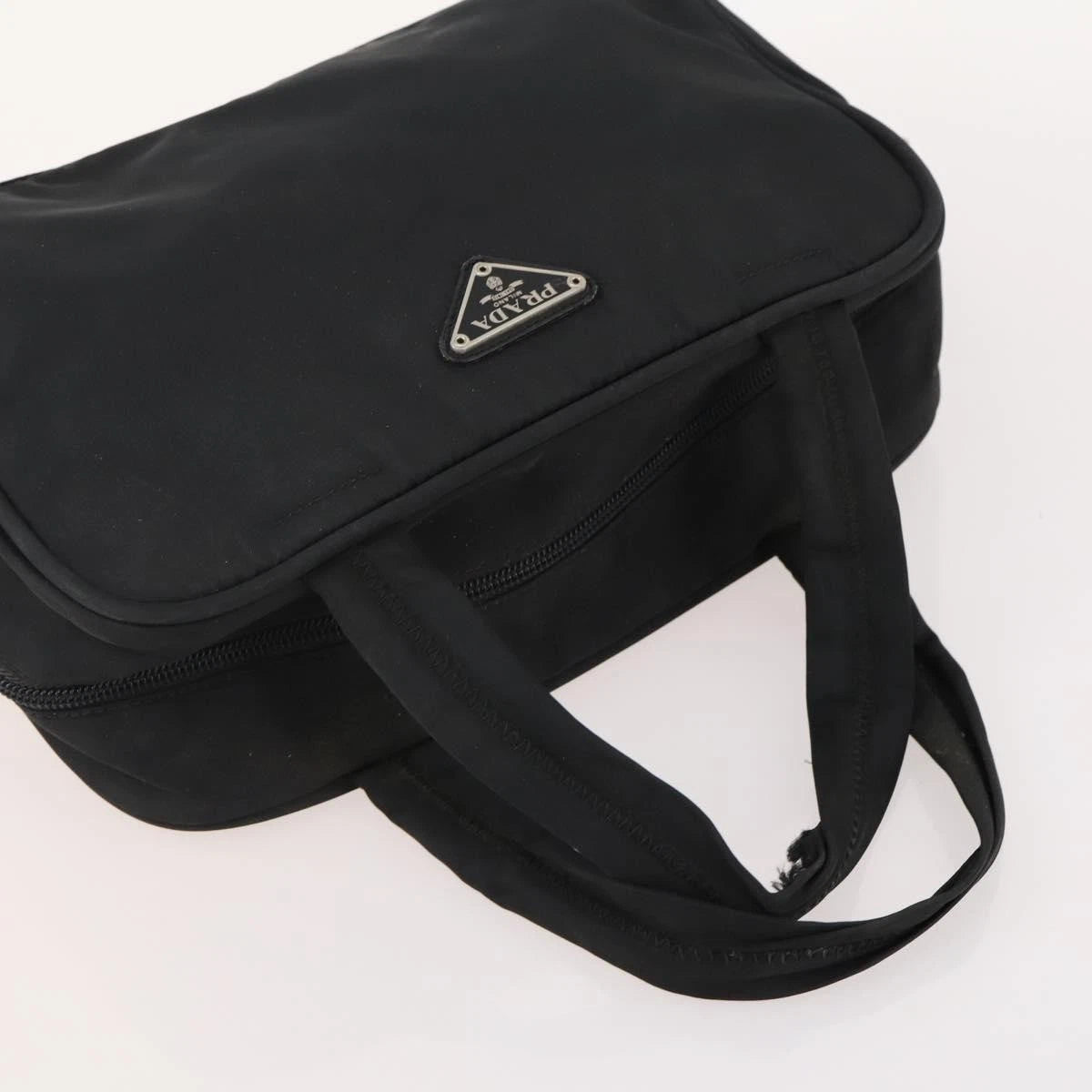 $1100 Prada Enamel Black Triangle Top Handle