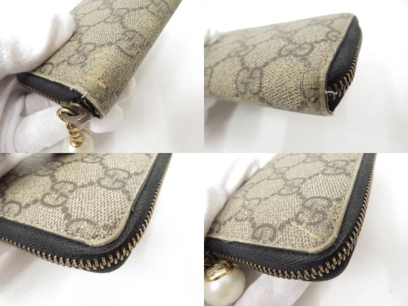 GUCCI GG Supreme PVC Zip Around Compact Zippy Wallet