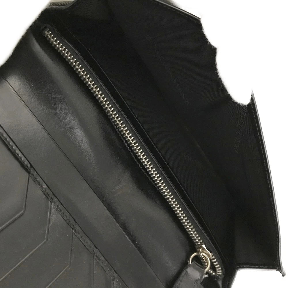 Dolce&Gabbana DG Logo Leather Long Bifold Wallet Black