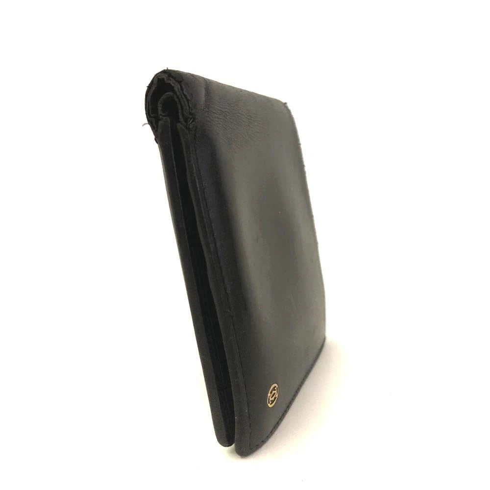 Pasha de Cartier Leather Bifold Wallet Purse Black