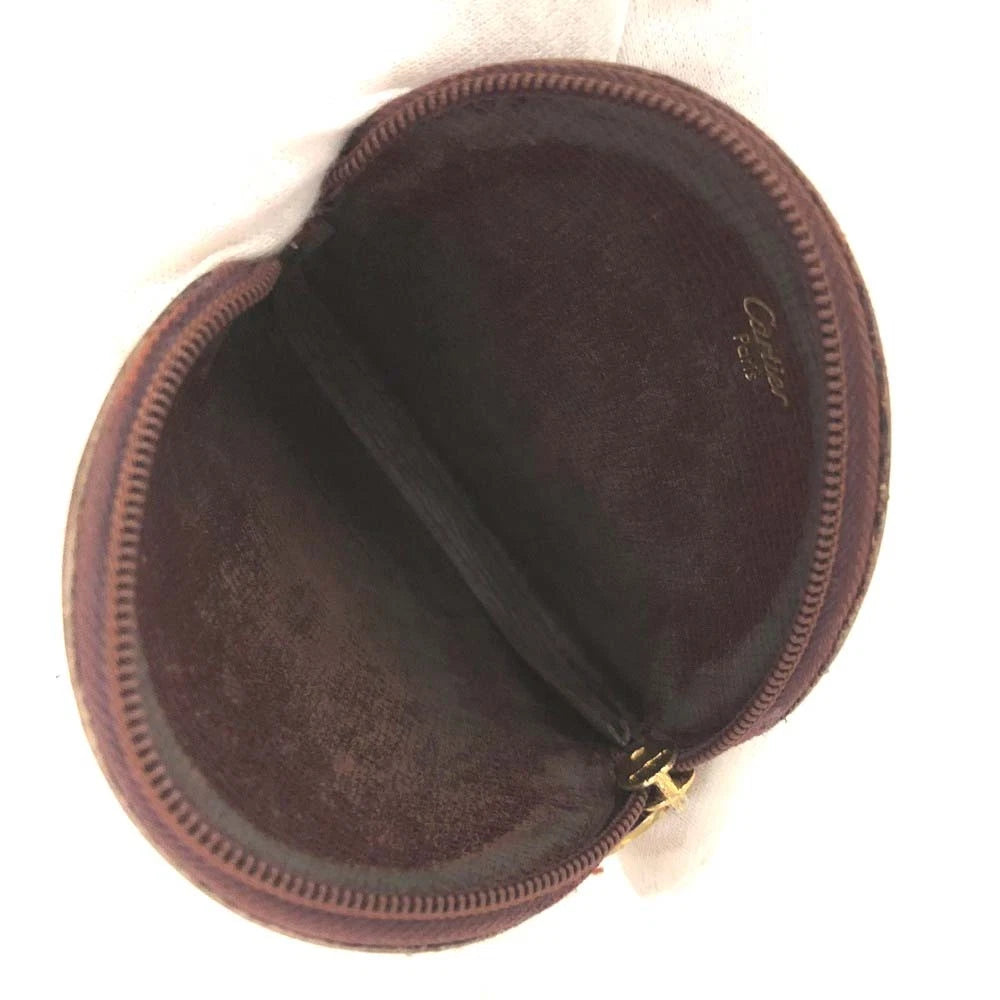 Must de Cartier Leather Round Coin Purse Wallet Bordeaux
