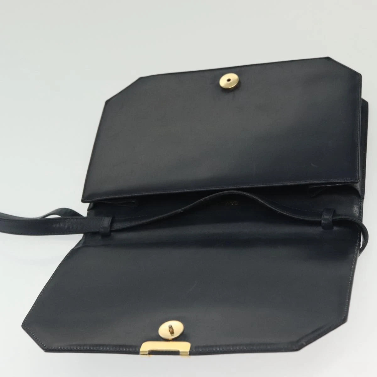 $1200 Salvatore Ferragamo Navy Leather Crossbody Flap Messenger Bag Gold Hardware