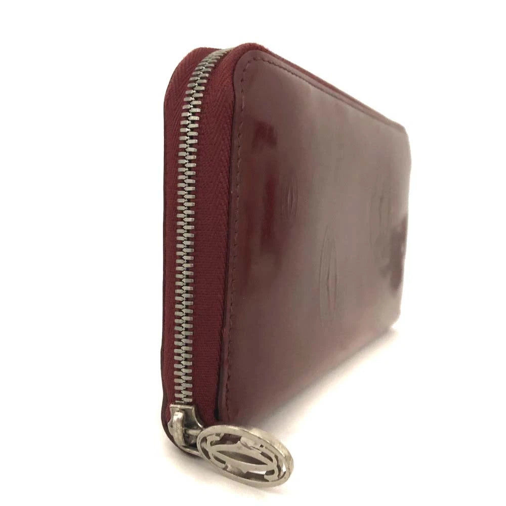 $620 Cartier Happy Birthday Patent Leather Zip Around Long Wallet