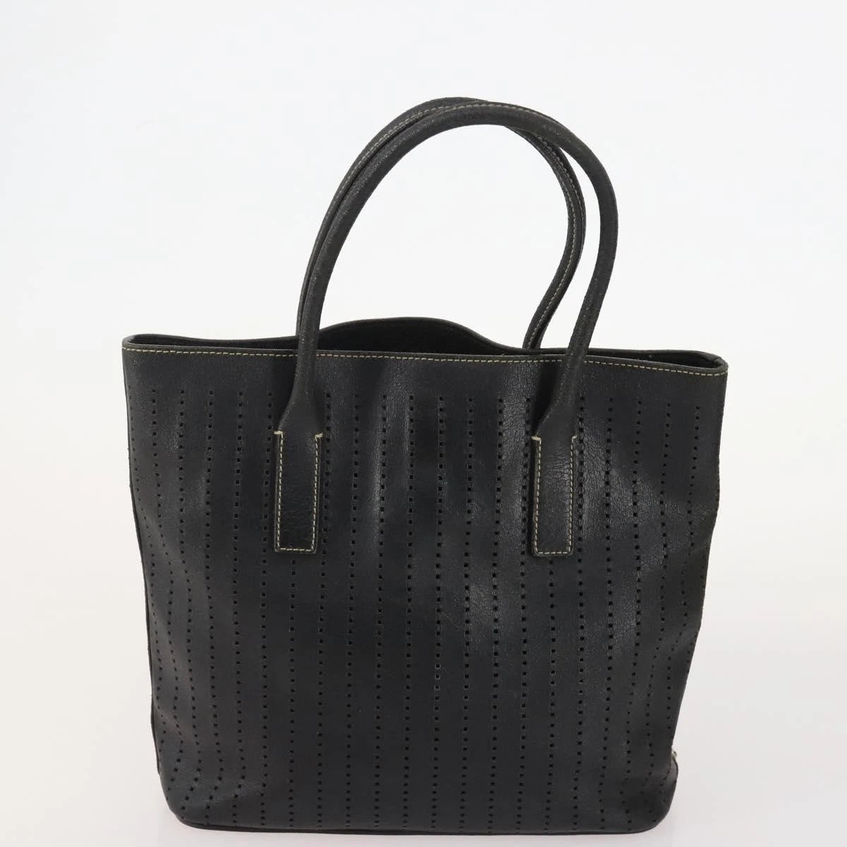 $1200 Prada Perforated Leather Tote Vintage Black