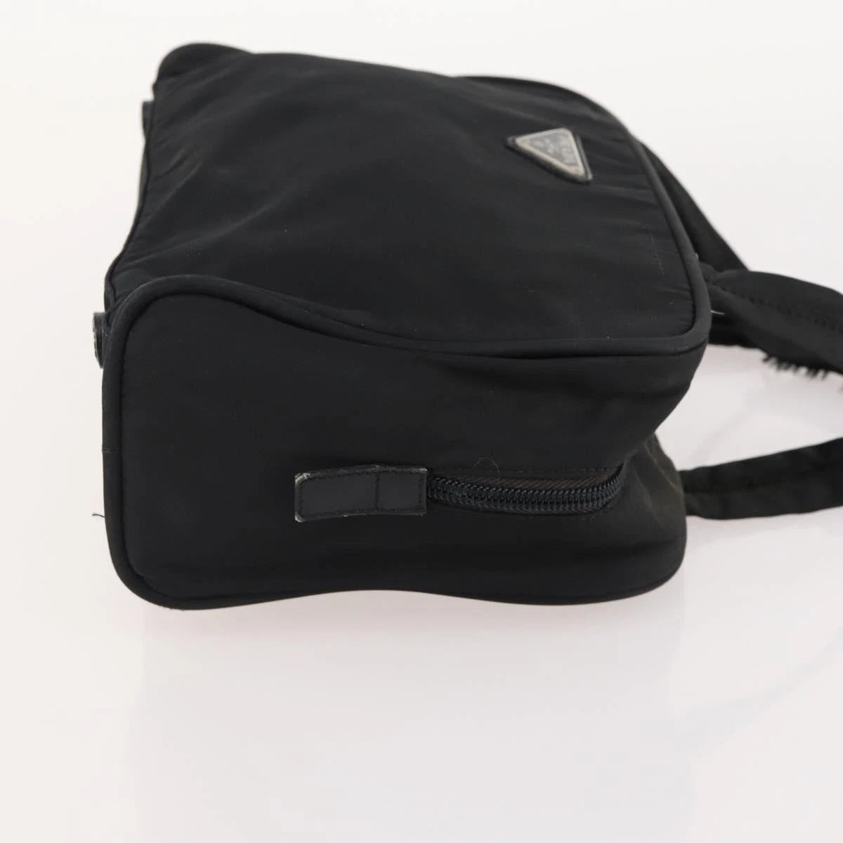 $1100 Prada Enamel Black Triangle Top Handle