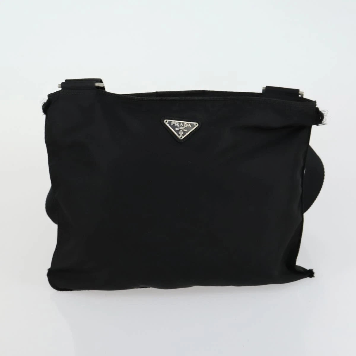 $1390 Prada Black Tessuto Nylon Crossbody / Flat Messenger Bag