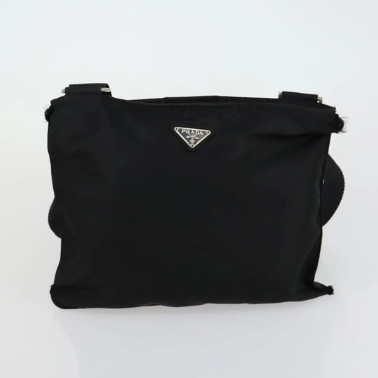 $1390 Prada Black Tessuto Nylon Crossbody / Flat Messenger Bag