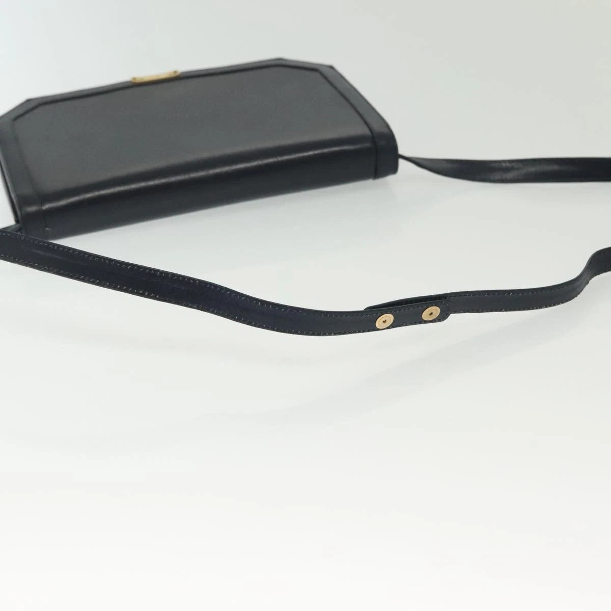 $1200 Salvatore Ferragamo Navy Leather Crossbody Flap Messenger Bag Gold Hardware