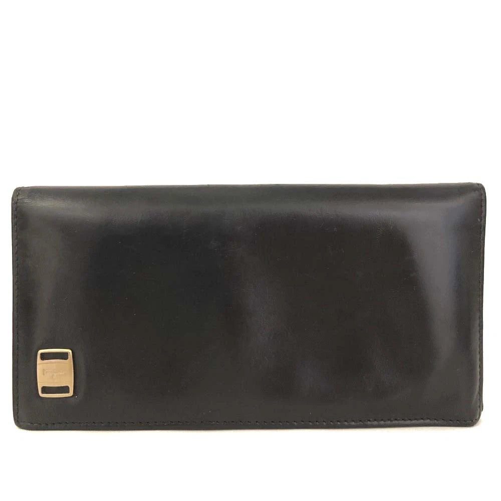 Salvatore Ferragamo Vara Leather Long Bifold Wallet Black