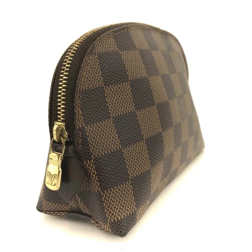 $600 Louis Vuitton Damier Ebene Pochette Demi Ronde Cosmetics Pouch CA0096