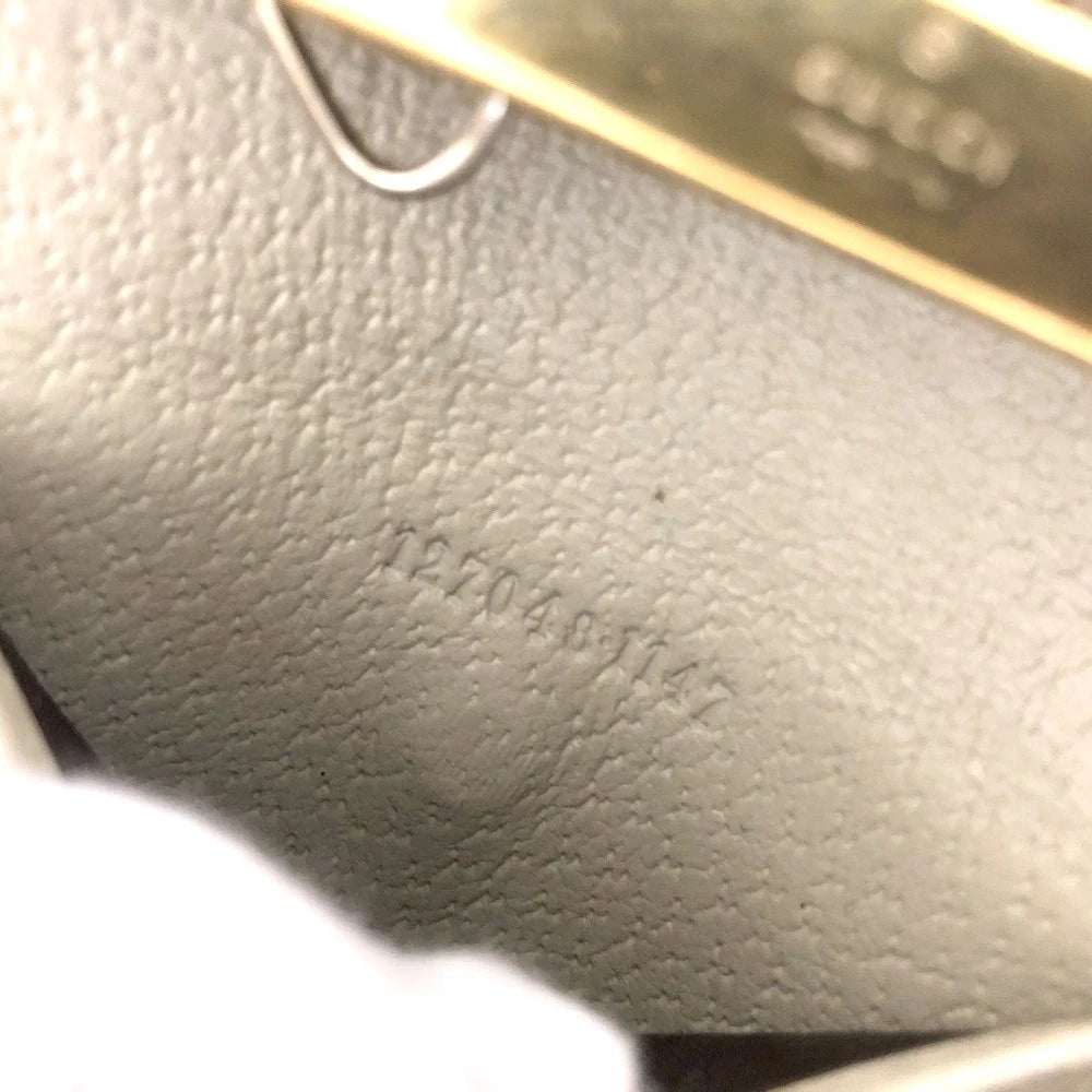 GUCCI Logo Plate GG Logo Canvas 6 Ring Key Case Beige