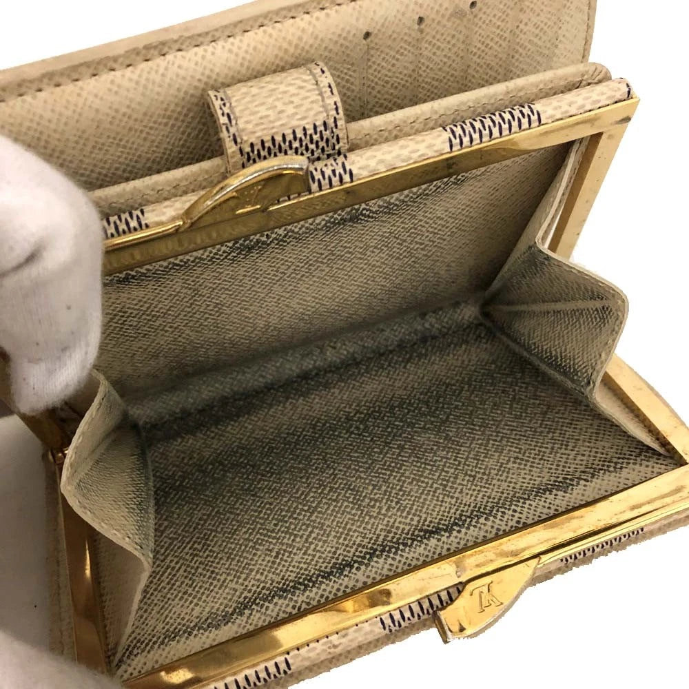 $750 Louis Vuitton Damier Azur French Kisslock Wallet MI0076