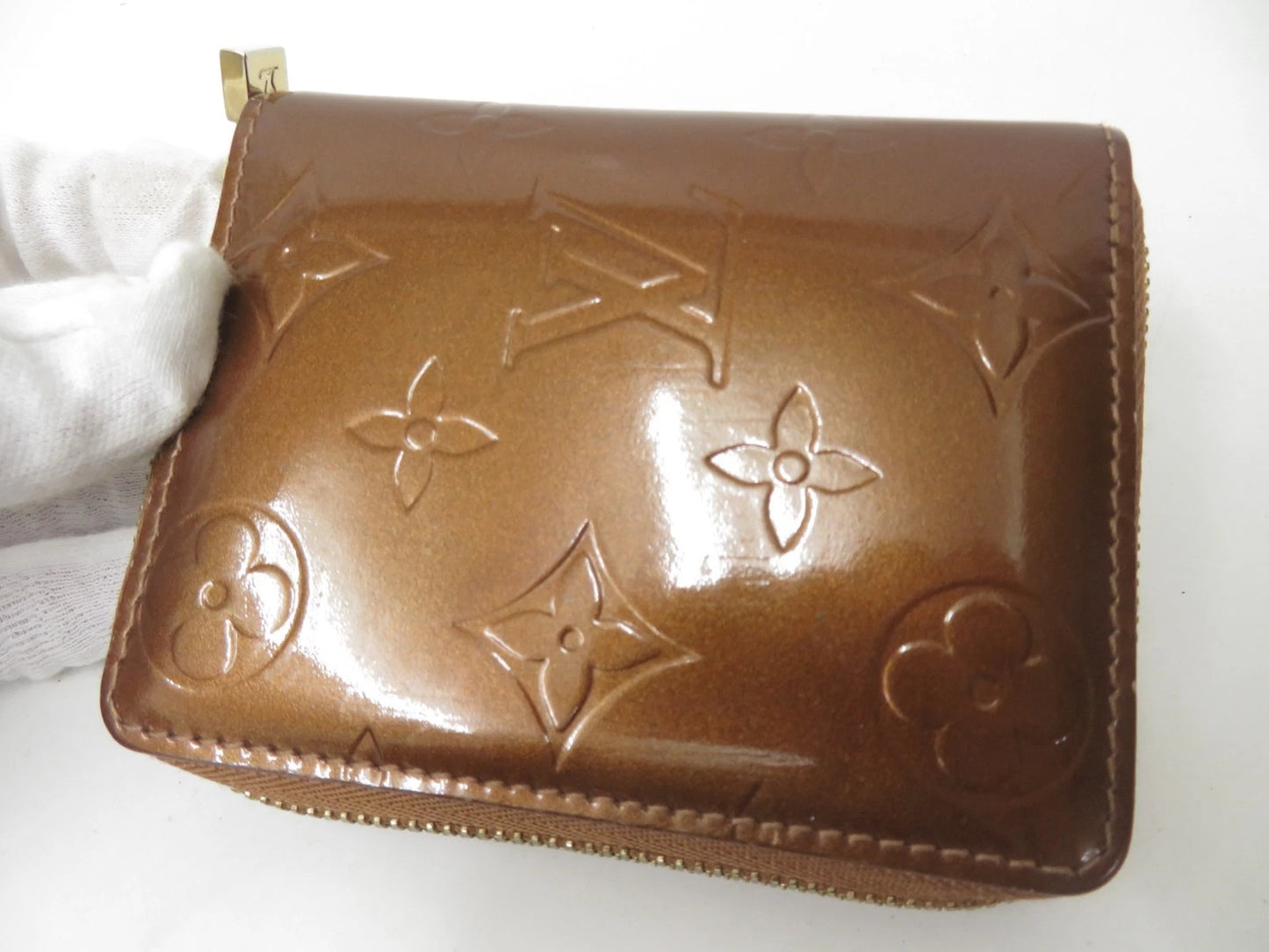 $695 2003 Louis Vuitton Monogram Vernis Bloom Compact Zippy Coin Wallet BJ0013