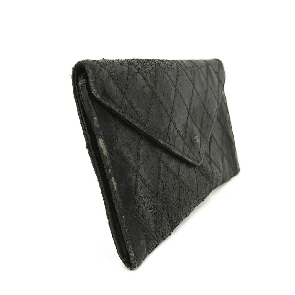 CHANEL Bicolore Quilted CC Logo Lambskin Long Bifold Wallet Black