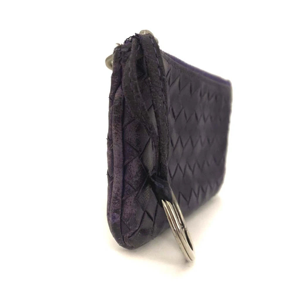 $650 Bottega Veneta Intrecciato Lambskin Coin Purse Wallet Purple