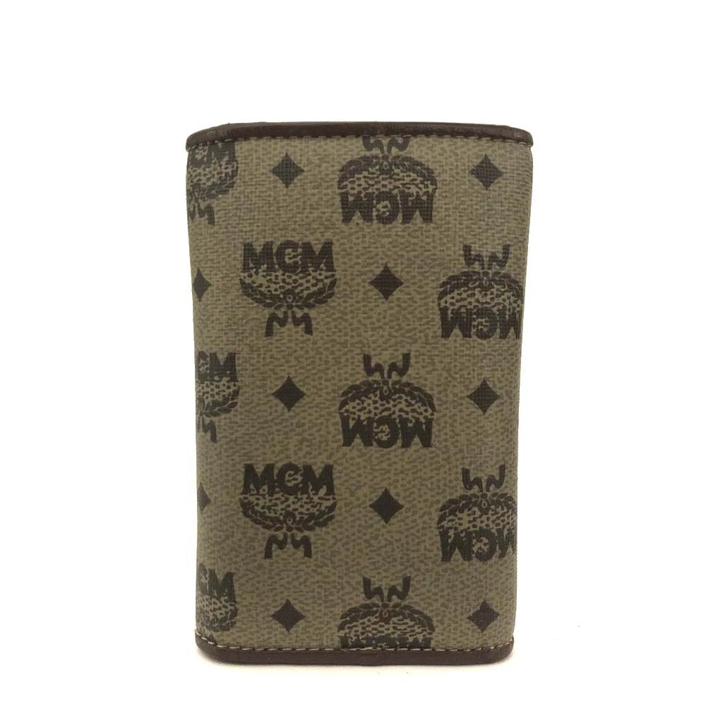 MCM Logo Visetos PVC Leather 6 Ring Key Case Beige