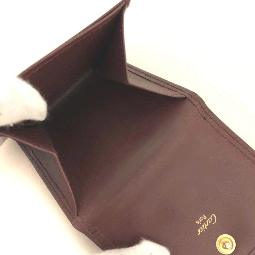 Must de Cartier Leather Coin Purse Wallet Bordeaux