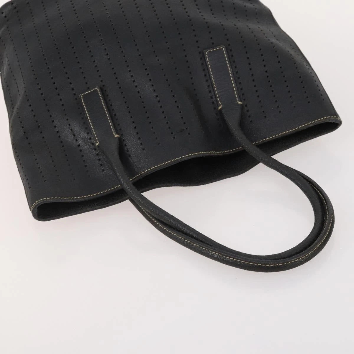 $1200 Prada Perforated Leather Tote Vintage Black