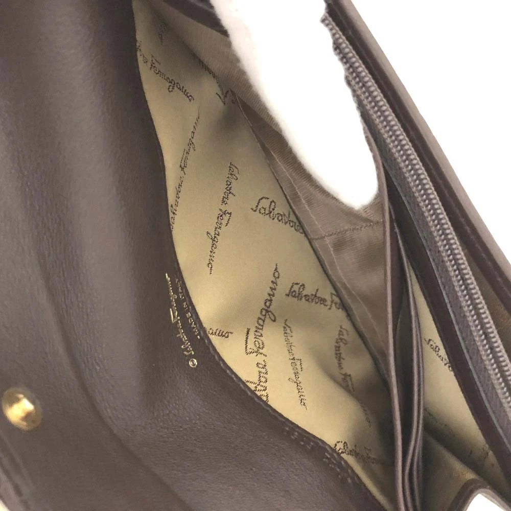 Salvatore Ferragamo Gancini Canvas Leather Long Bifold Wallet