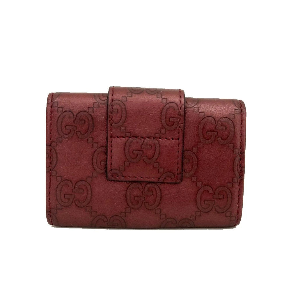 GUCCI Ssima GG Logo Heart Leather 6 Ring Key Case Red