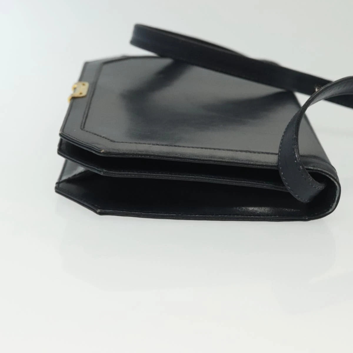 $1200 Salvatore Ferragamo Navy Leather Crossbody Flap Messenger Bag Gold Hardware