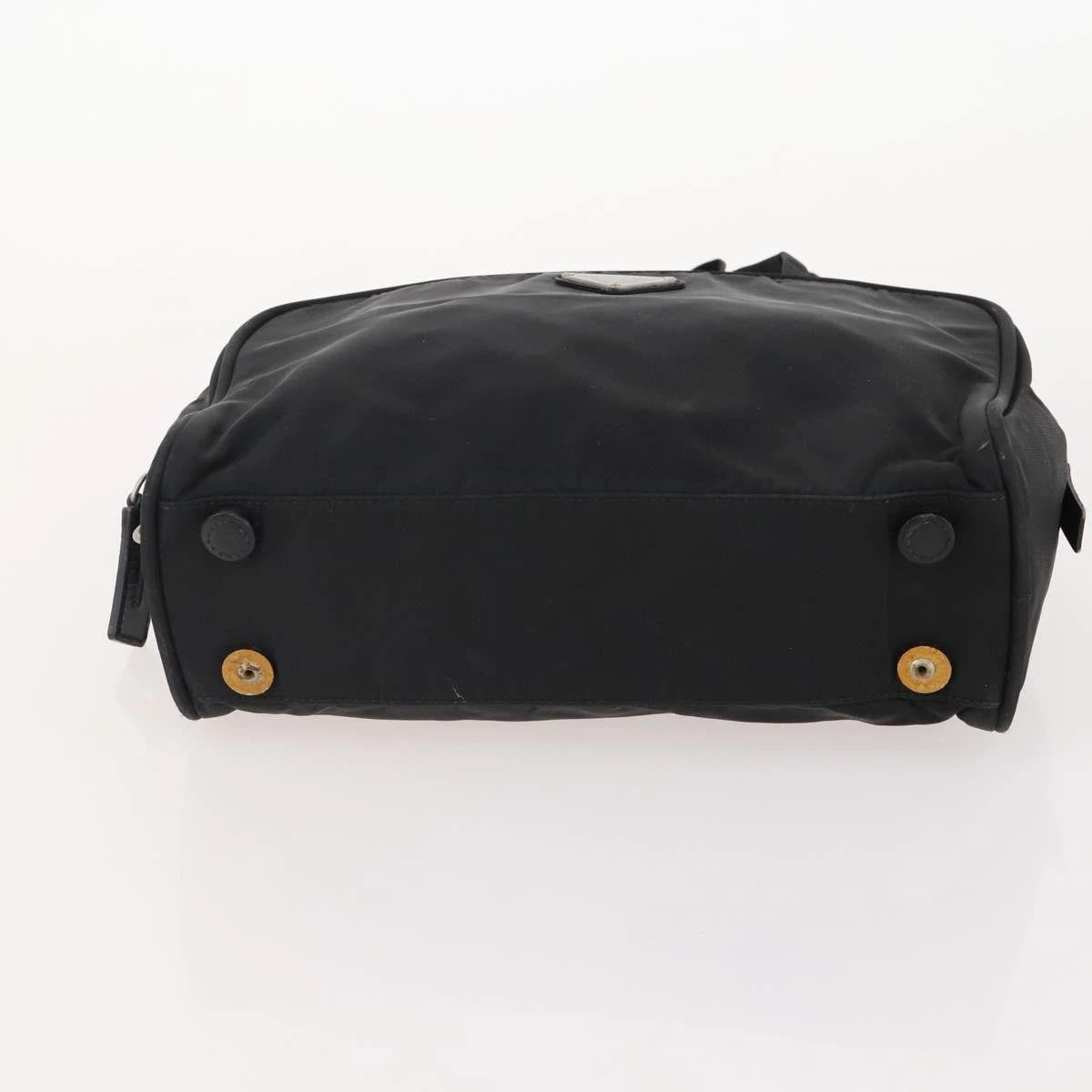$1100 Prada Enamel Black Triangle Top Handle