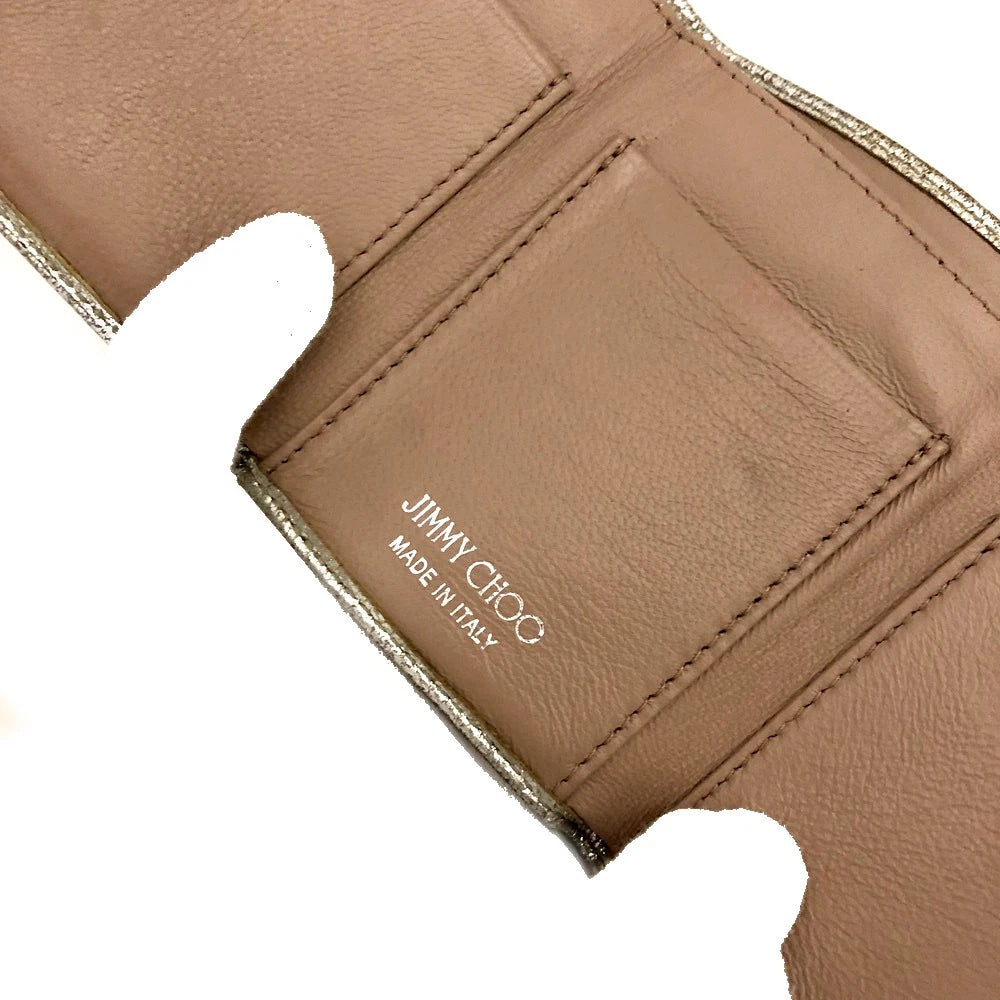 Jimmy Choo Nemo Star Studded Leather Trifold Wallet Silver