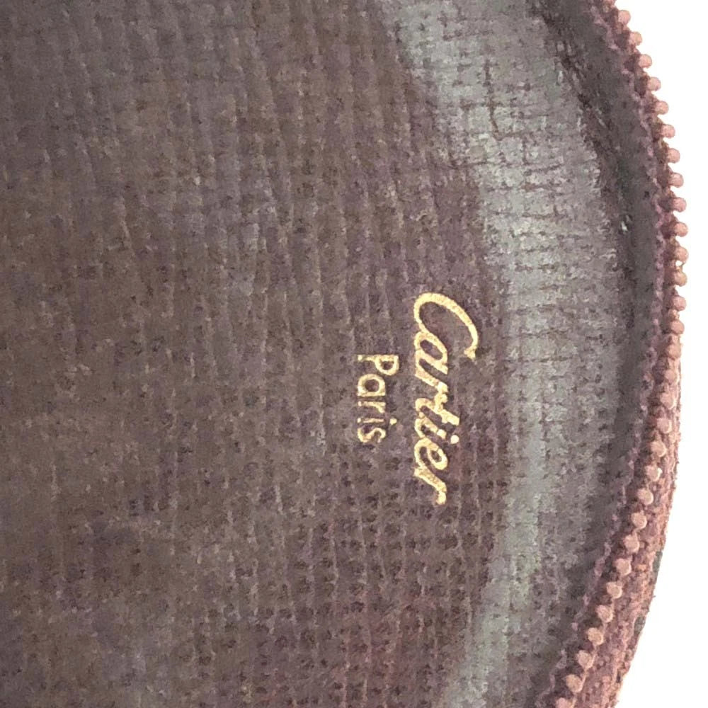 Must de Cartier Leather Round Coin Purse Wallet Bordeaux