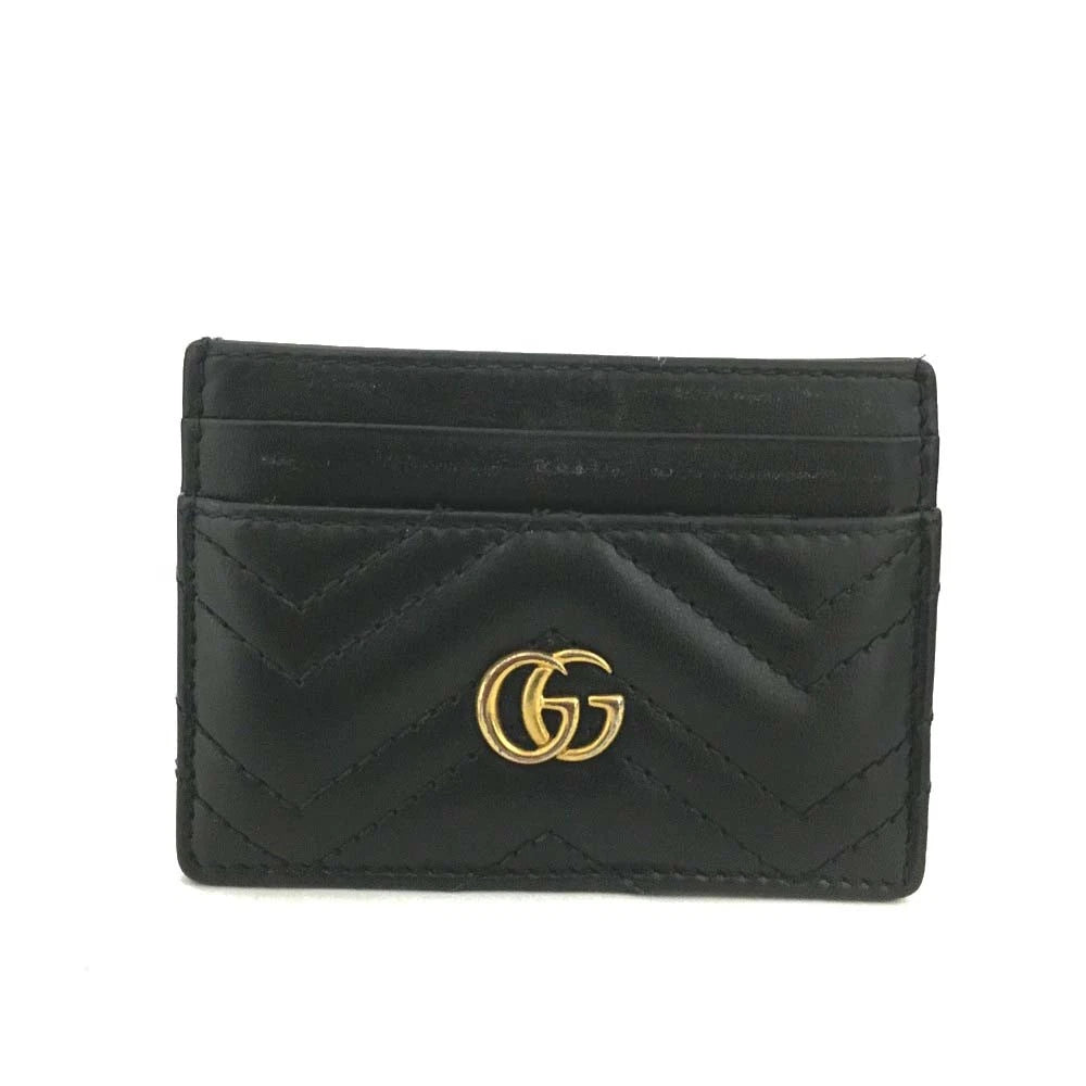 GUCCI GG Marmont Leather Card Case Black