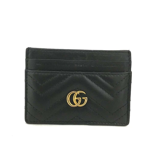 GUCCI GG Marmont Leather Card Case Black