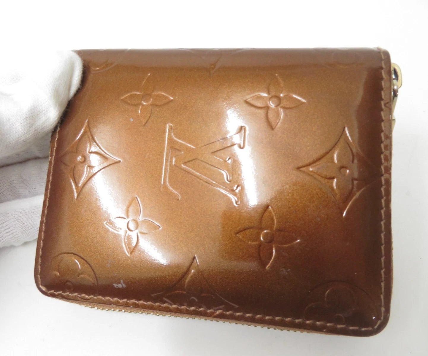$695 2003 Louis Vuitton Monogram Vernis Bloom Compact Zippy Coin Wallet BJ0013