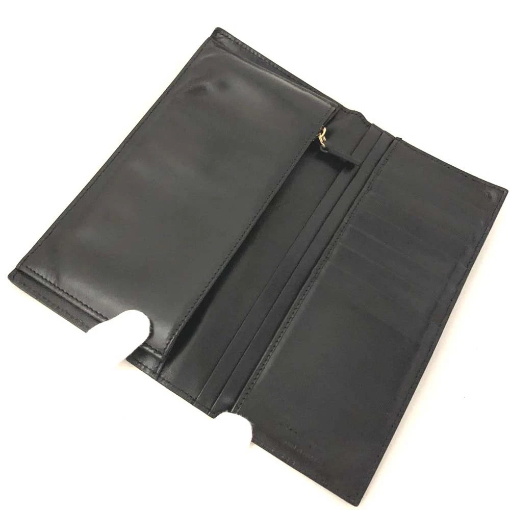 Salvatore Ferragamo Vara Leather Long Bifold Wallet Black