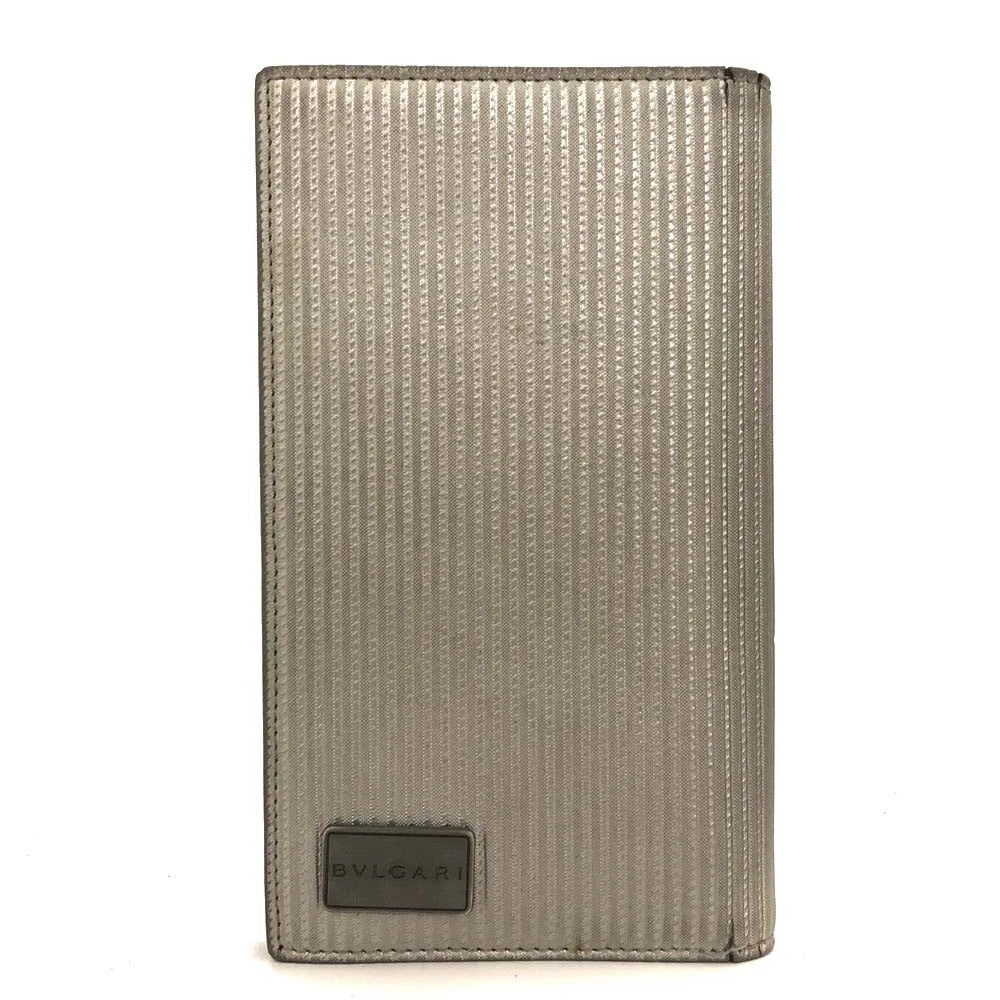 $780  BVLGARI Millerige PVC Leather Long Bifold Wallet Silver